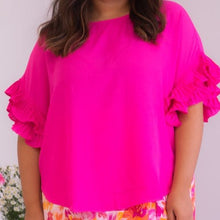 Cargar imagen en el visor de la galería, Hot Pink Ruffle Top - Plus