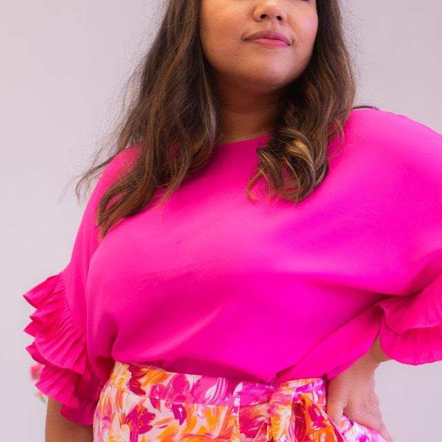 Hot Pink Ruffle Top - Plus